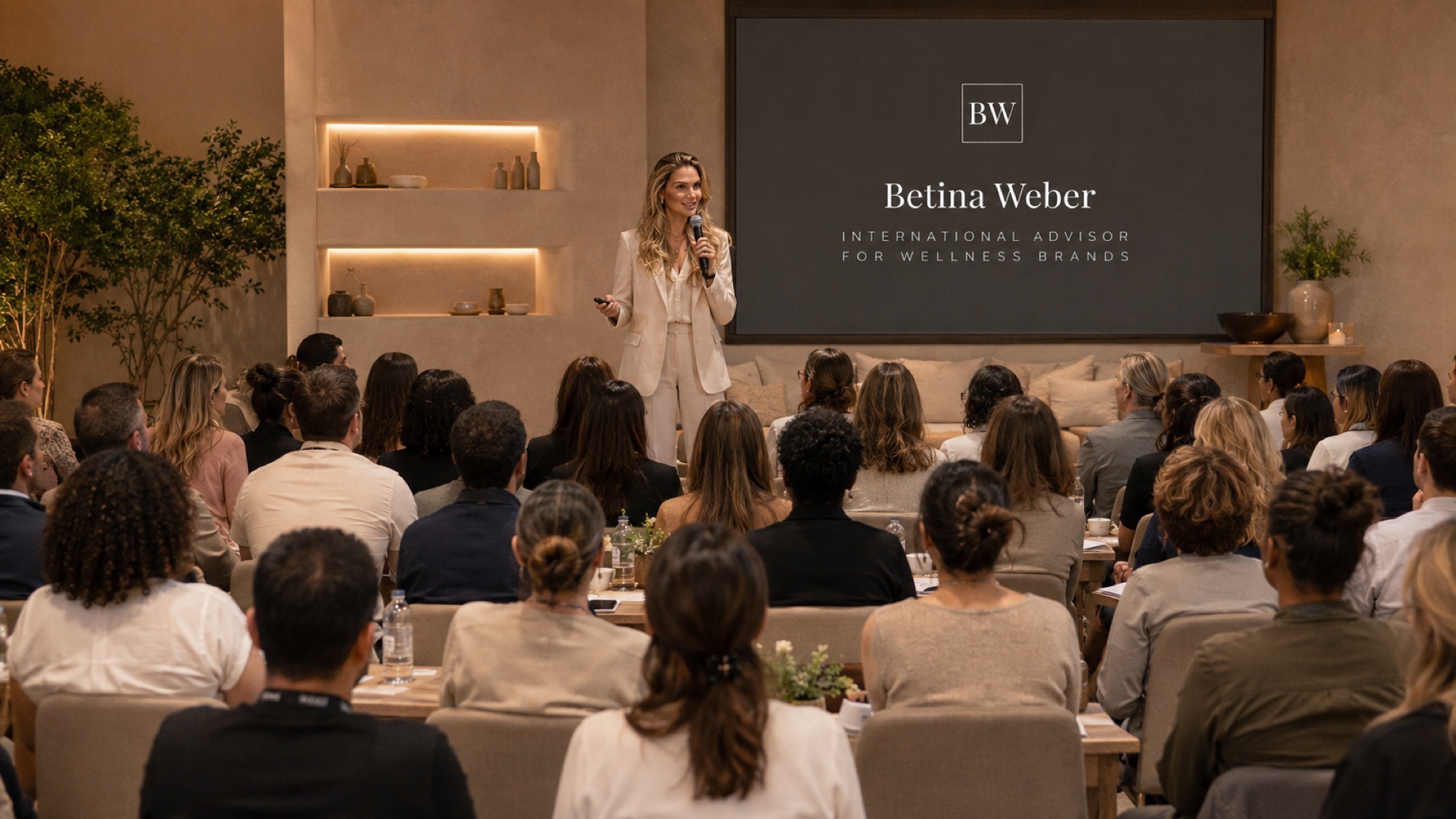 Betina Weber speaking on stage